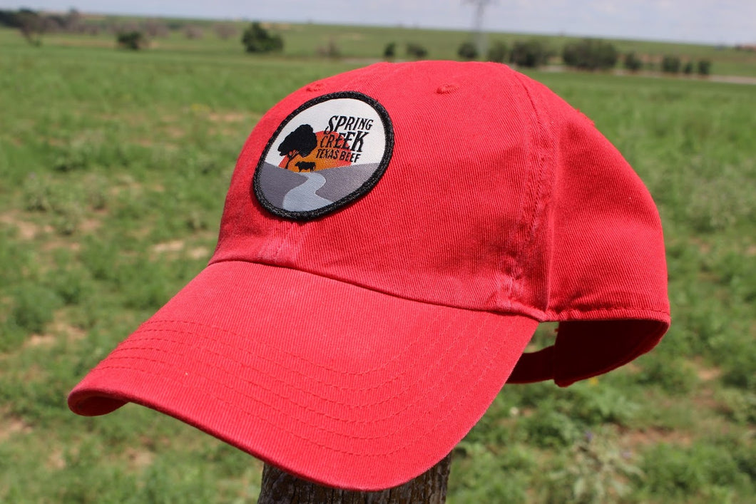 Spring Creek Texas Beef Red Dad Cap with Patch