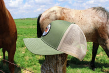 Load image into Gallery viewer, Spring Creek Texas Beef Olive Green/Tan Trucker Cap with Patch
